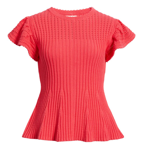 Caslon Flutter Sleeve Pima Cotton Sweater | 40plusstyle.com