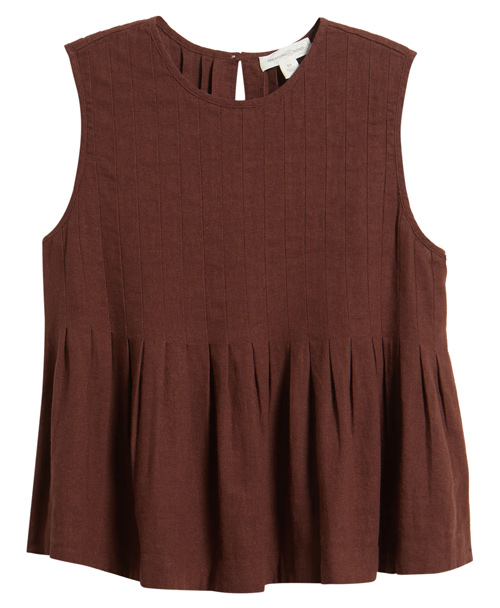 Treasure & Bond Sleeveless Pleated Linen Blend Top | 40plusstyle.com