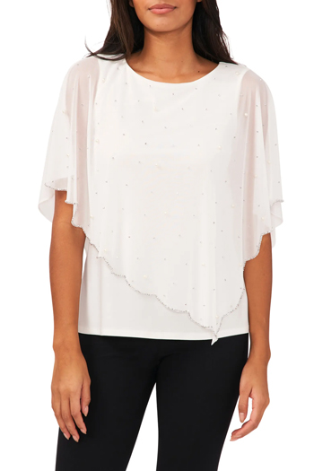 Chaus Rhinestone Overlay Top | 40plusstyle.com