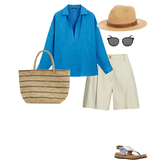 Color combinations for summer - blue and beige | 40plusstyle.com