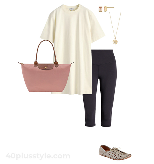 T-shirt dress and leggings outfit | 40plusstyle.com
