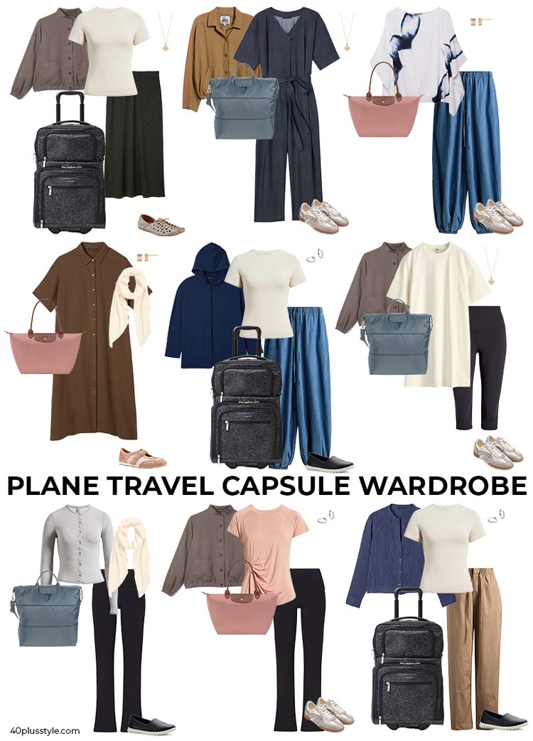 Plane travel capsule wardrobe | 40plusstyle.com