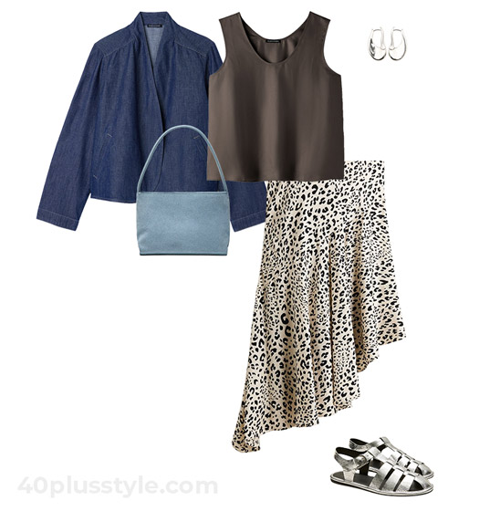 Asymmetric skirt outfit | 40plusstyle.com