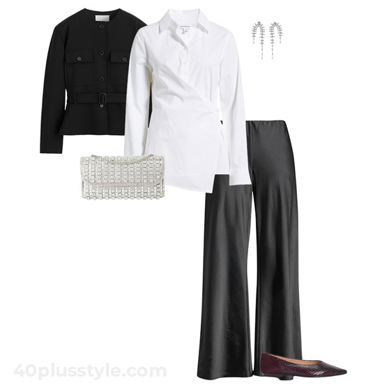 Blazer and satin pants | 40plusstyle.com