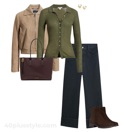 Cardigan and jeans outfit | 40plusstyle.com