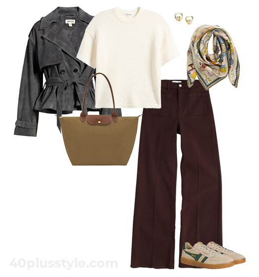 Suede jacket and trousers for fall | 40plusstyle.com