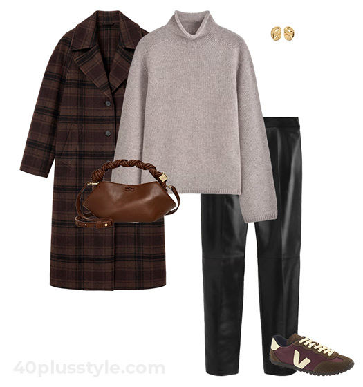 Sweater and leather pants | 40plusstyle.com