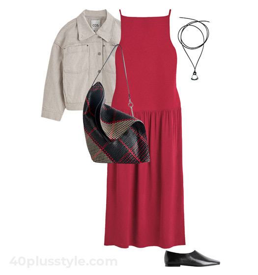 Dress and denim jacket | 40plusstyle.com