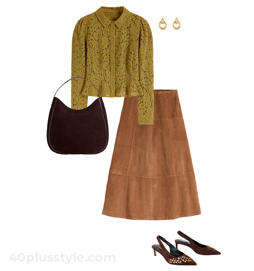 Lace and suede outfit | 40plusstyle.com