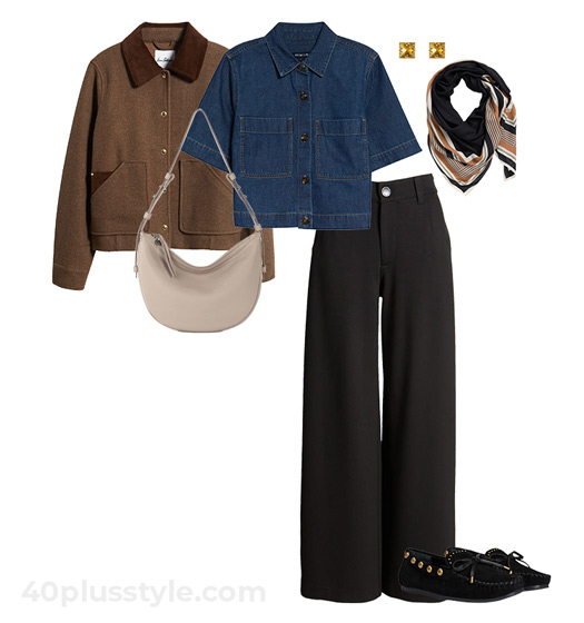 Barn jacket and moccasins | 40plusstyle.com