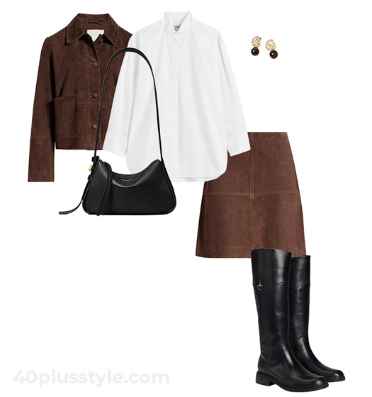 Matching suede set | 40plusstyle.com
