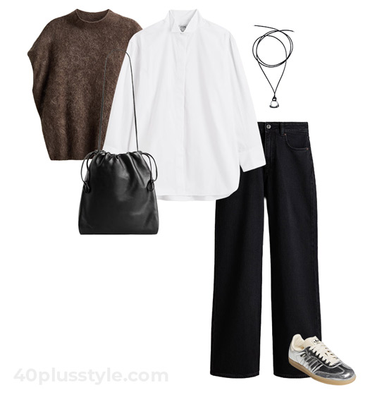 Sweater and jeans outfit | 40plusstyle.com