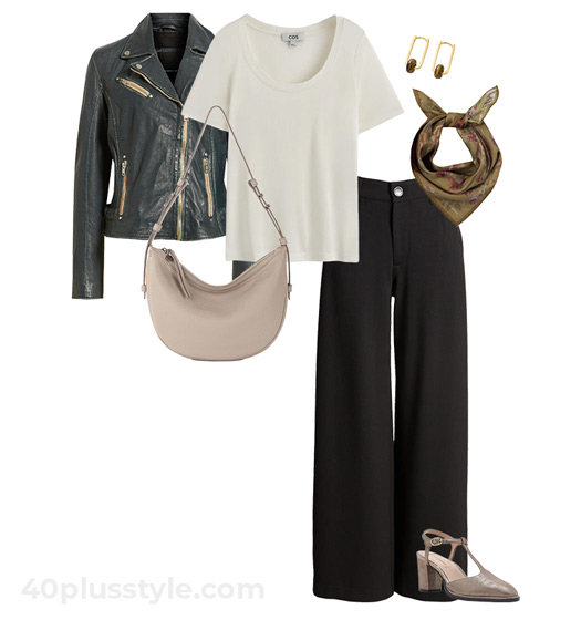 T-bar shoes and wide jeans | 40plusstyle.com