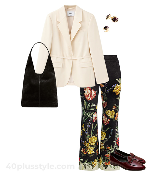 Floral pants and blazer | 40plusstyle.com