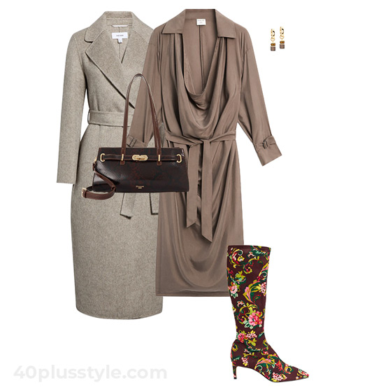 Dress and statement boots | 40plusstyle.com