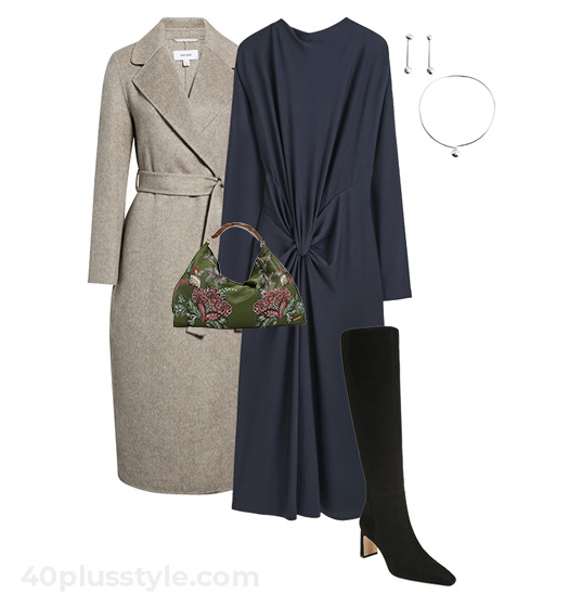 Dress and knee boots | 40plusstyle.com