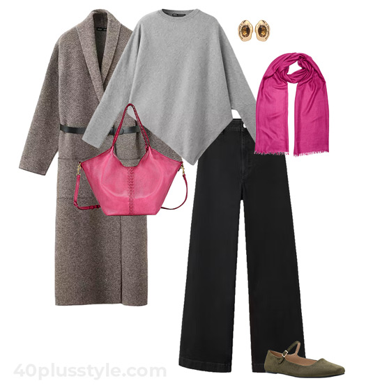 Grey and pink outfit | 40plusstyle.com