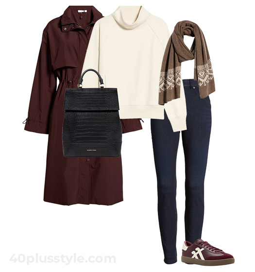 Trench coat and leggings | 40plusstyle.com